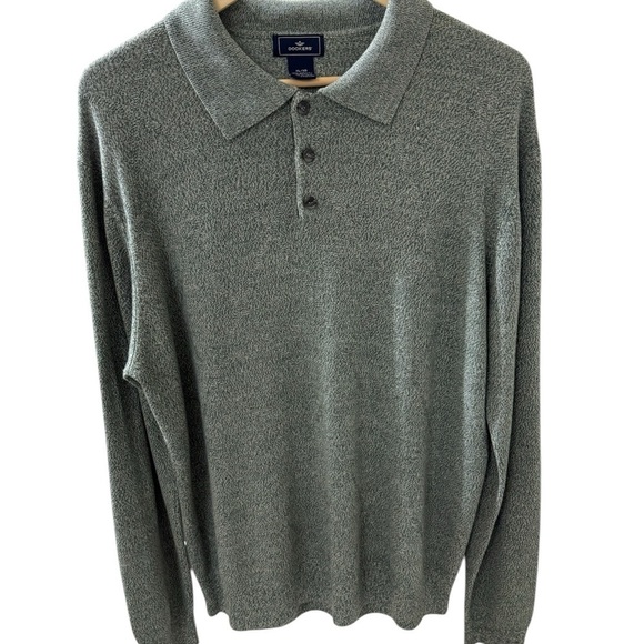 Dockers Men’s Size Xl 3 Button long Sleeve Pullover Green 100% Acrylic  Collar - Picture 1 of 4